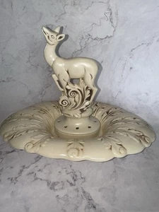 Vintage 30er Jahre 2 Stück Rotflügel Keramik Hirsch Blumenfrosch mit Unterteller/Konsole - Bild 1 von 13