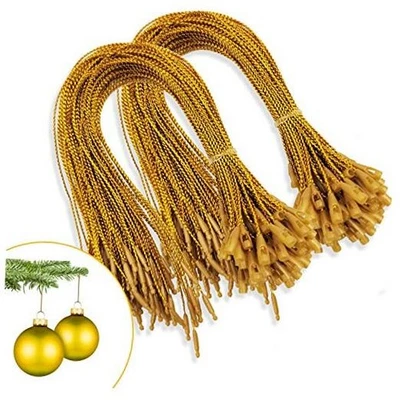 200 piezas Adornos de Navidad Cuerda Colgante Precortado Cinta Gancho para Navidad Dorado Foto 1 de 4