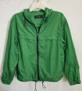 Blank NYC Windbreaker Jacket Wd Hood Green Zip Up Hem Cinch Cord Adjust Medium - Bild 1 von 4