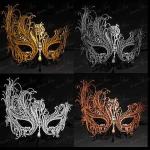 Laser Cut Venetian Masquerade Mask for Women with Sparking Rhinestones M7139 - Picture 1 of 67