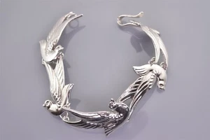 Brazalete Los Castillo Margot de Taxco Plata de Ley #552 Paloma Pájaro 925 6.5" - Imagen 1 de 6
