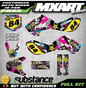Full Custom decal Kit RUSH style fits Kawasaki KLX 110 2000 - 2009 sticker kit - Picture 1 of 6