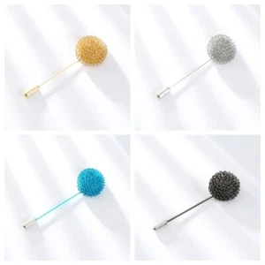 Men's Metal Flower Lapel Pin Boutonniere Wedding Formal Grooms Shirt Suit Brooch - Picture 1 of 5