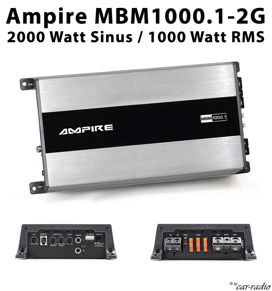 AMPIRE MBM1000.1-2G 1-Kanal Mono Endstufe Class DVerstärker 1000 Watt RMS