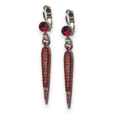 Mariana Earrings Firefly Coll. Fashionable Red, Rose Peach, & Fuchsia Austria... - Image 1 of 3