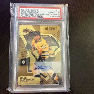1 de 1 Golden Treasures 2021 UD Allure Brad Marchand Auto Boston Bruin PSA 10 - Imagen 1 de 4