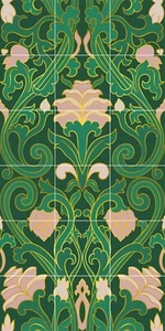 Azulejos de cerámica floral Art Nouveau mural/mosaico - azulejos de decoración de pared Art Nouveau - Imagen 1 de 3