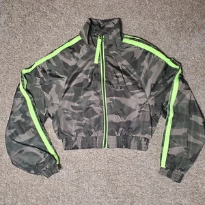 New Look Camo Windbreaker Neon Bomber Jacket Size Small - Picture 1 of 7