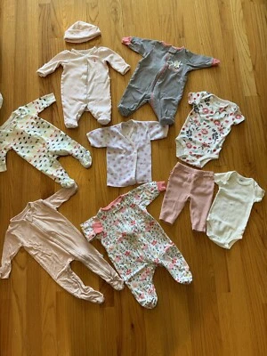 Lot Of 10 Items Ralph Lauren  Carter’s Girl Coverall Bodysuits Newborn Pants - Image 1 of 4
