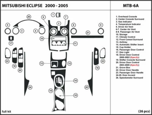 Interior Real Carbon Fiber Dash Trim Kit Set for Mitsubishi Eclipse 2000-2005 - Picture 1 of 4