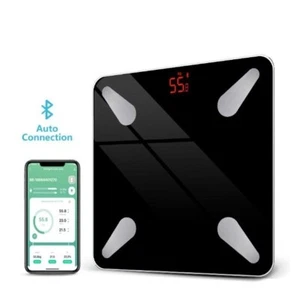 Personenwaage Bluetooth Körperfettwaage Waage Digitalwaage mit App 180kg Schwarz - Bild 1 von 5