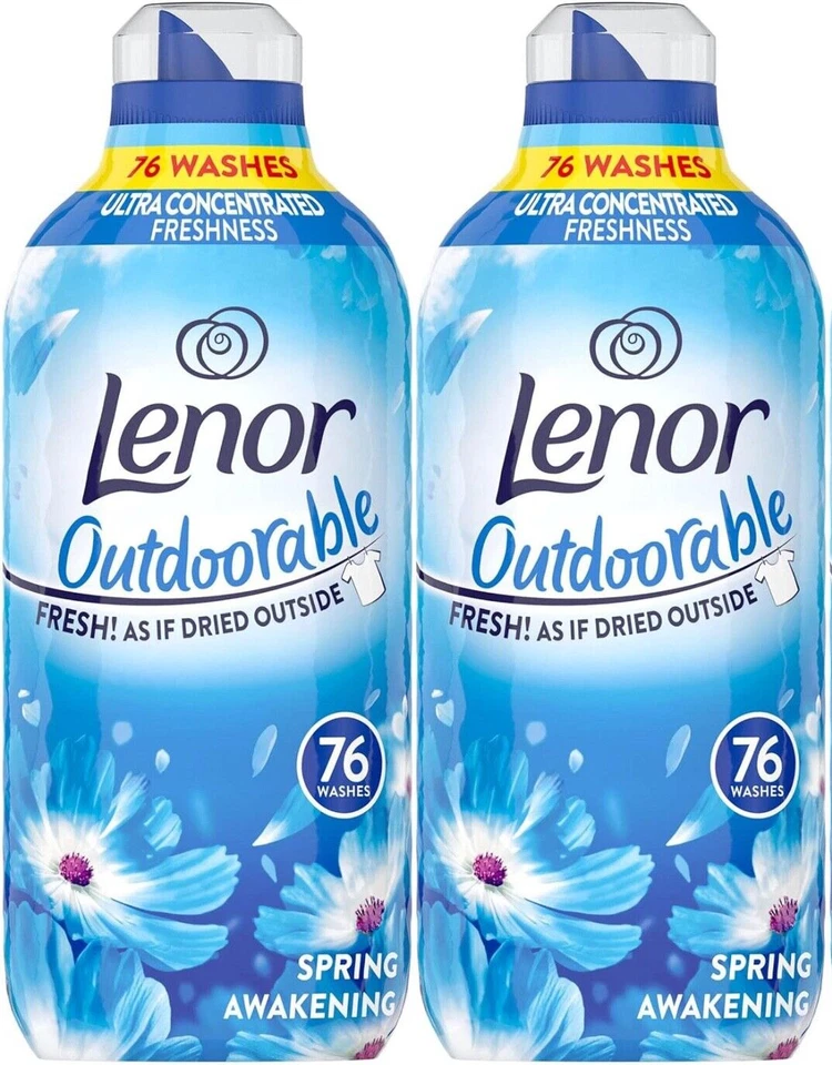 2x Lenor Outdoorable Laundry Clothes Conditioner 76 Washes - Spring Awakening - Image 1 of 1