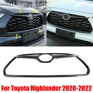 Cubierta de rejilla delantera marco adornado negro puro para Toyota Highlander 2020-22 - Imagen 1 de 10