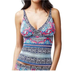TOMMY BAHAMA Blue Red Print Riviera Tankini Top Size XS - Picture 1 of 8