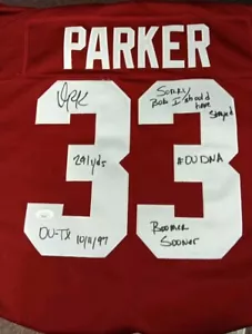 De' Mond Parker Autographed Signed Jersey Oklahoma Sooners XL 5 Inscriptions - Picture 1 of 1