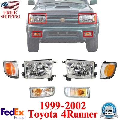 Conjunto de faros + señales y luces de esquina 6 piezas para Toyota 4Runner 1999-2002 Foto 1 de 4