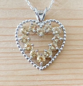 1.20ctw GENUINE CITRINE STONE HEART STERLING SILVER PENDANT NECKLACE NEW! - Picture 1 of 1