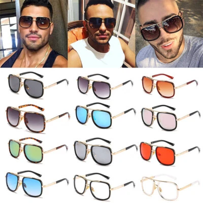 Fashion Big Frame Sunglasses Men Women Square Metal Vintage Sun Glass↔ - Image 1 of 4