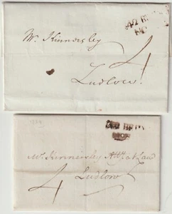 1788/9 142 BRIDGENORTH 1er TIPO KILOMETRAJE PMK - 2 CARTAS A KINNERSLEY LUDLOW - Imagen 1 de 3