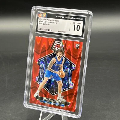 Dereck Lively II (RC) Red Seismic #259/299 CGC 10 (2023-24 Panini Mosaic, #248) - Image 1 of 3