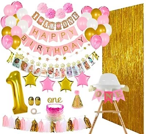 ReignDropBaby 1st Birthday Girl Decorations and Party Supplies 139 Pcs - Firs... - Picture 1 of 6