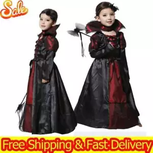 Halloween Girls Gothic Witch Vampire Cosplay Costume Fancy Dress Party Outfits - Picture 1 of 6