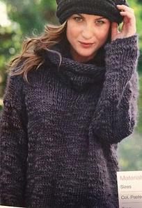 Ladies Cowl Neck Sweater ( S, M, L, XL, XXL) Easy Knit Knitting Pattern - Picture 1 of 1