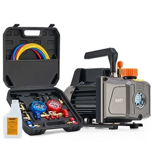 4CFM 1/3HP Air Conditioning Vacuum Pump Manifold Gauge Set Auto AC Units Combo - Picture 1 of 7