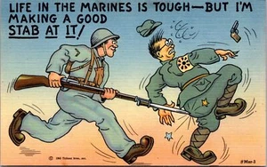 K18/ Postal Patriótica Lino Años 40 Anti-Japón Eje Soldado Cómic 111 - Imagen 1 de 4
