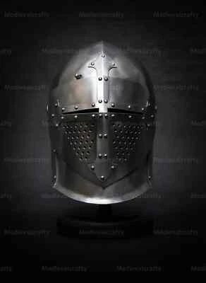 Casco Cruzado Medieval Calibre 18 Medieval Bascinet Visera Casco Medieval Azúcarl Foto 1 de 4