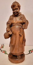 Holzfigur Handgeschnitzt "Der Mönch und der Wein" ca. 39 cm Hoch