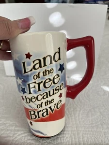 Coffe Mug Land of the Free Because of the Brave Travel Spoontiques Nice - Picture 1 of 4