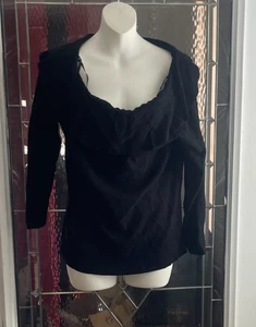 Calvin Klein Black Cowl Neck Off The Shoulders Sweater Womens Sz L Long Sleeve - Picture 1 of 3