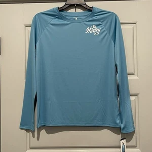 Hurley Girls Long Sleeve Swim Top Turquoise Waves Blue UPF 50+ NWT Size 14/16 - Picture 1 of 4