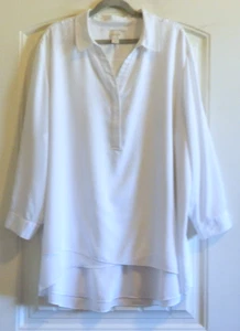 CHICO'S weiß gefütterte Damen V-Ausschnitt Bluse Tunika Top Gr. 4 oder XXL oder 20 - Bild 1 von 7