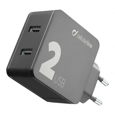 Cellularline Multipower 2 Hochwertiges Dual USB Ladegerät 24W, kompatibel mit - Bild 1 von 4