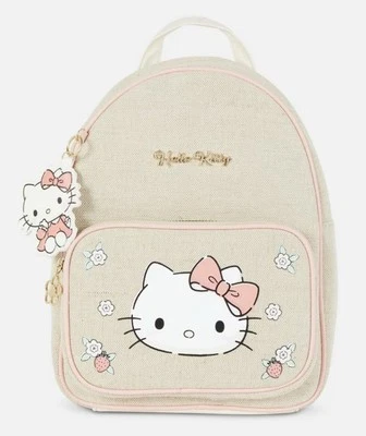 Mochila de lino Sanrio Hello Kitty 13”x10” NUEVA con etiquetas monedero Foto 1 de 4