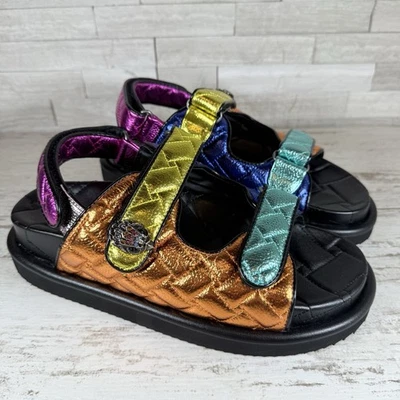 Sandalias Kurt Geiger London Orson Acolchadas Cuero Metálico Plataforma Papá Talla 40 Foto 1 de 4