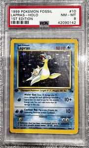 Pokemon Cards - PSA 8 1st Edition Lapras 10/62 - Fossil Set - MINT - PSA8 - Picture 1 of 2