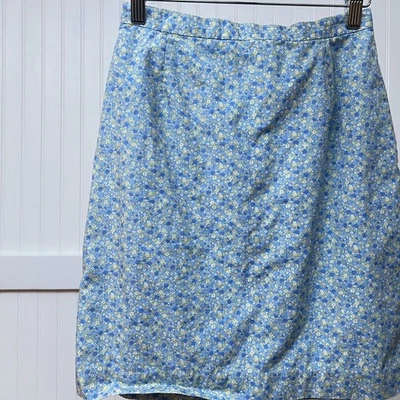 复古 Casual Corner Annex 女式蓝色 Ditsy 花卉印花裙 A 字 2 — 第 1/4 张图片