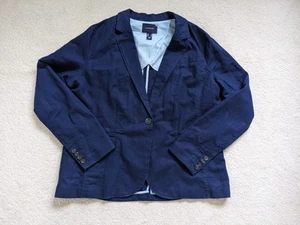 Lands' End Damen Marineblau Leinenmischung Einreiher Blazer Größe 16 - Bild 1 von 12