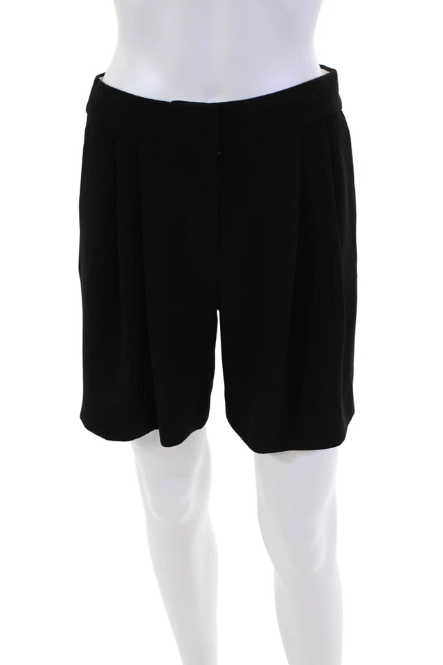 Pantalones cortos de vestir para mujer J Crew con cierre de gancho plisados delanteros negros talla 2 Foto 1 de 4