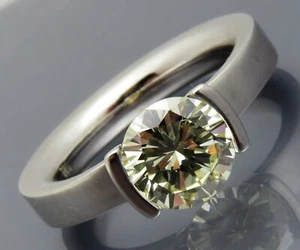 MATURE DESIGN - FINE 2.02 CARAT BRILLIANT CLAMPING RING - SOLID 585 WHITE GOLD - Picture 1 of 12