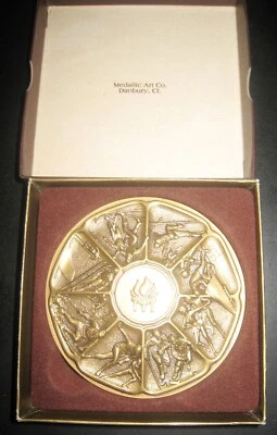 Medalla de bronce de 250 g de la Autoridad Olímpica Lake Placid 1980 con caja Foto 1 de 4