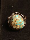 Antique Silver Tone Turquoise Ring Size 7.5