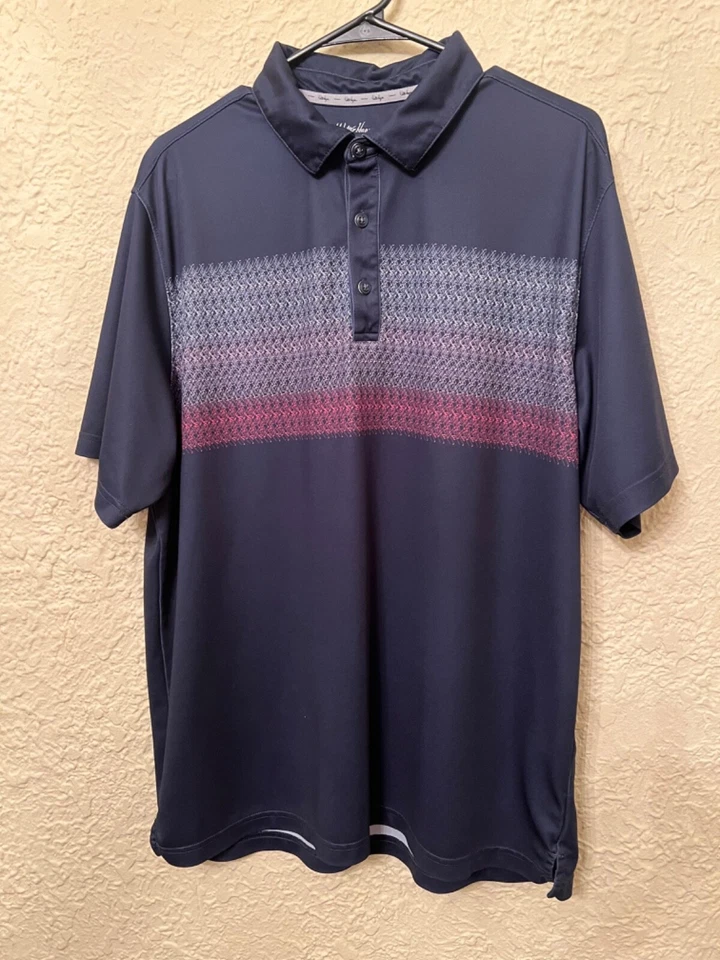 Walter Hagen Para hombres Perfecto 11 Palos Pecho Rayas Polo Pecho Club Azul Marino Talla XL Foto 1 de 4