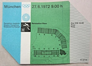 Moderner Fünfkampf Olympische Spiele München 1972 Eintrittskarte Ticket - Bild 1 von 2