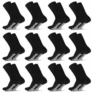 Non Skid Diabetic Cotton Crew Socks - Loose Fit Non Binding Anti Slip Grip... - Picture 1 of 26