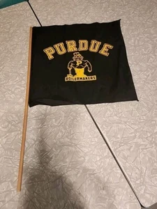 Vintage Black And Gold Purdue Boilermakers Old Pete Flag On A Stick - Picture 1 of 3
