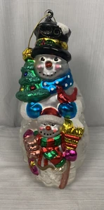Vintage Snowman Christmas Ornament Handmade Mercury Glass 11 Inch tall - Picture 1 of 8